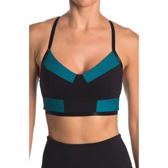 Free People FP Movement Ticket to Paradise Colorblock Sports Bra teal black - Picture 1 of 9